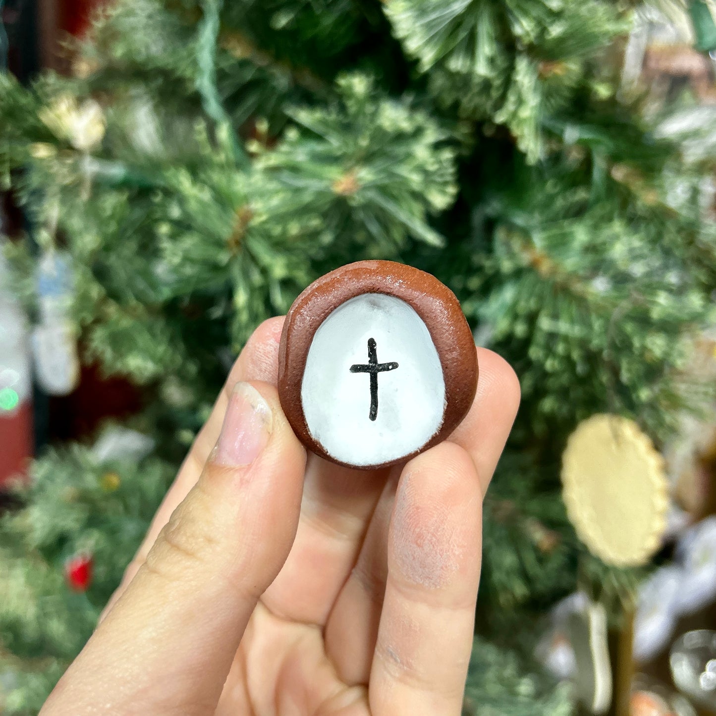 White Gold Rugged Cross Prayer Thumbprint