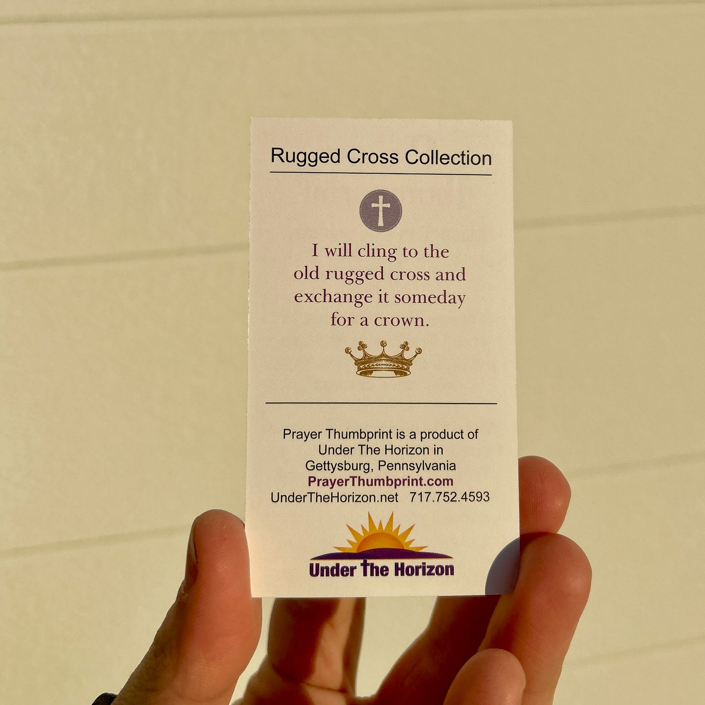 White Rugged Cross Prayer Thumbprint