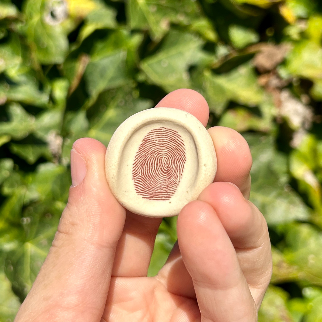 Memorial Gift, picture on clay, remembrance Thumbprint, Memorial Piece, Handheld gift, clay gift, clay worry stone, Thumbies, Fingerprint memorial Gift, Worry Stone