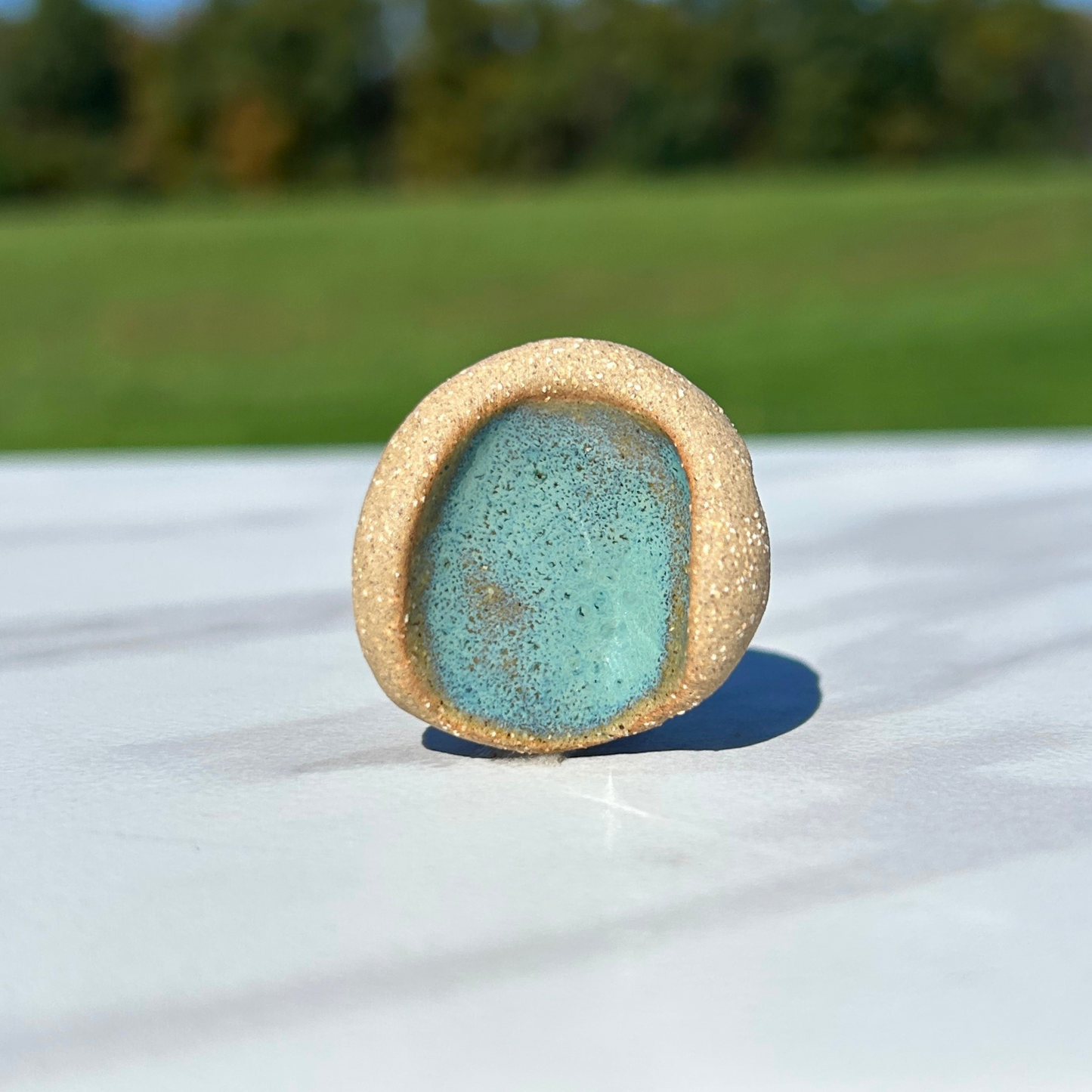 Calm, Thumbprint, Grounding Method, Clay Worry Stone, Thumbprint Clay Worry Stone, blue