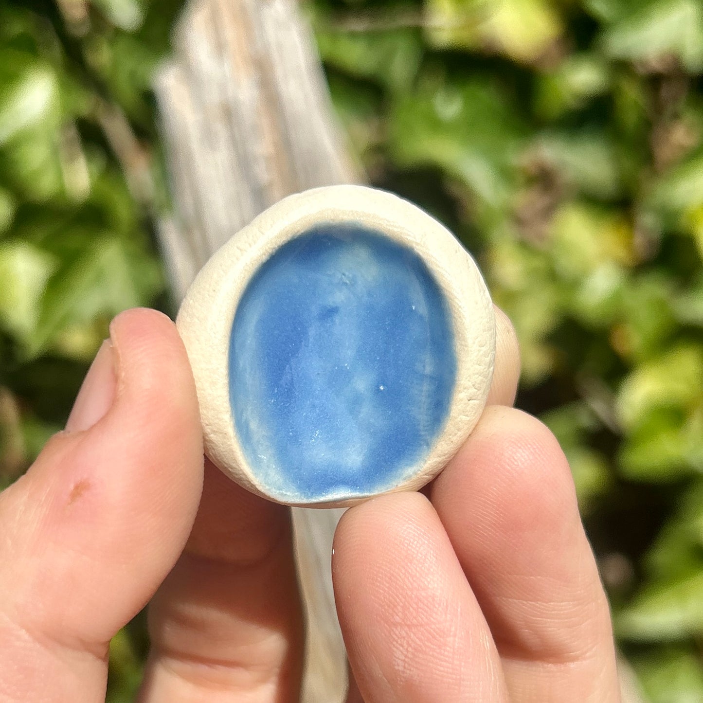 Calm, Thumbprint, Grounding Method, Clay Worry Stone, Thumbprint Clay Worry Stone, blue