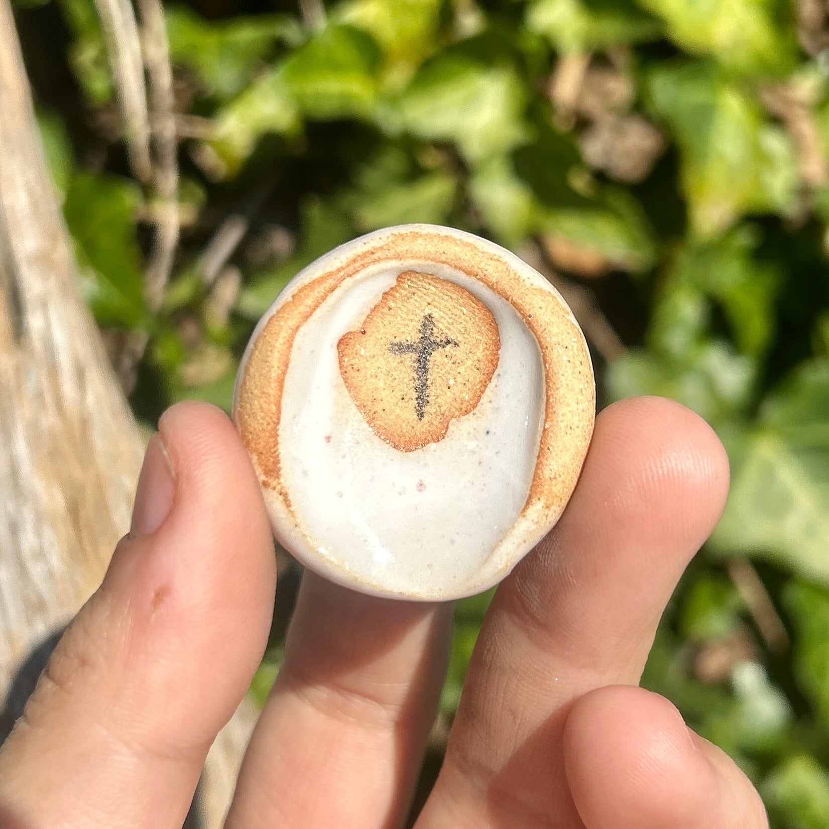 Clay Worry Stone, White Thumbprint, Christian Gift