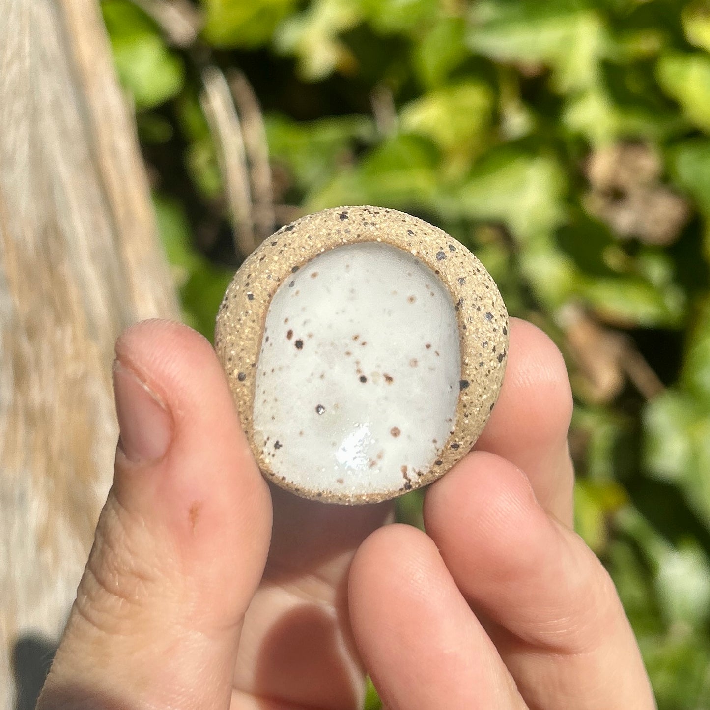 Clay worry Stone, White Thumbprint