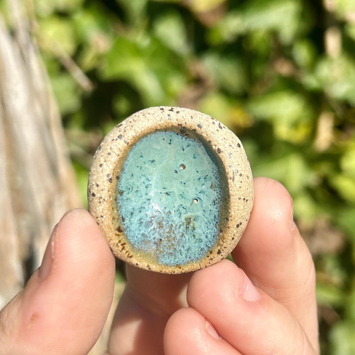 Clay Worry Stone, Teal Thumbprint, Clay