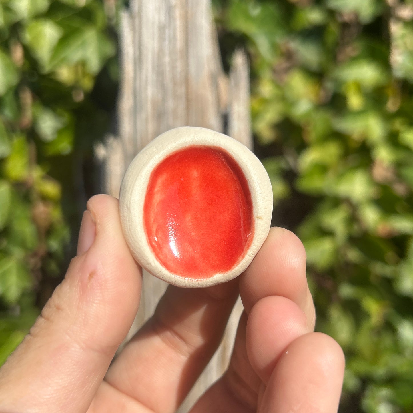 Calm, Thumbprint, Grounding Method, Clay Worry Stone, Thumbprint Clay Worry Stone, red