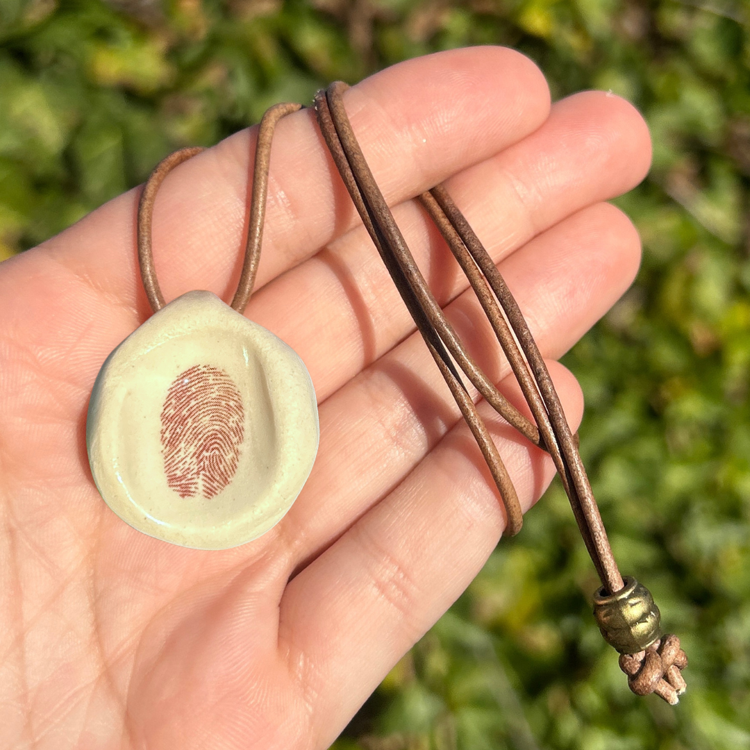 Memorial Gift, picture on clay, remembrance Thumbprint, Memorial Piece, Handheld gift, clay gift, clay worry stone, Thumbies, Fingerprint memorial Gift,  Worry Stone, memorial necklace