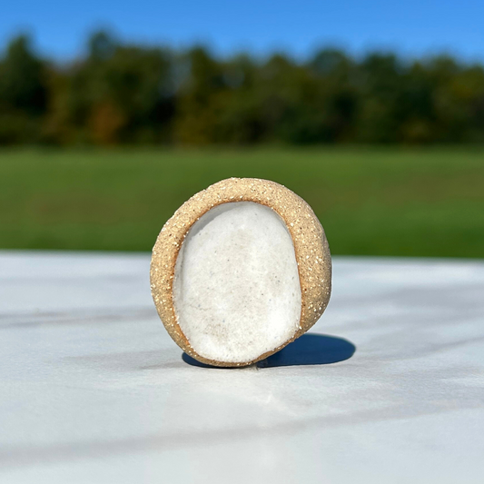 Calm, Thumbprint, Grounding Method, Clay Worry Stone, Thumbprint Clay Worry Stone, white, pearl