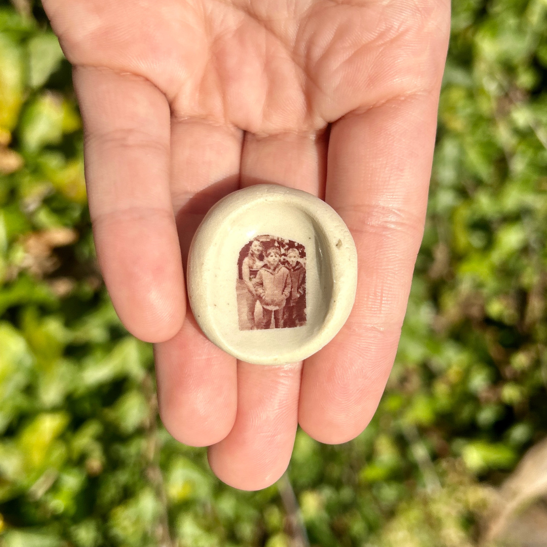 Memorial Gift, picture on clay, remembrance Thumbprint, Memorial Piece, Handheld gift, clay gift, clay worry stone