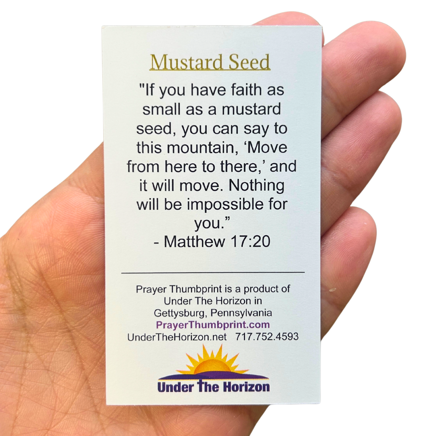 Golden Mustard Seed Prayer Thumbprint Necklace