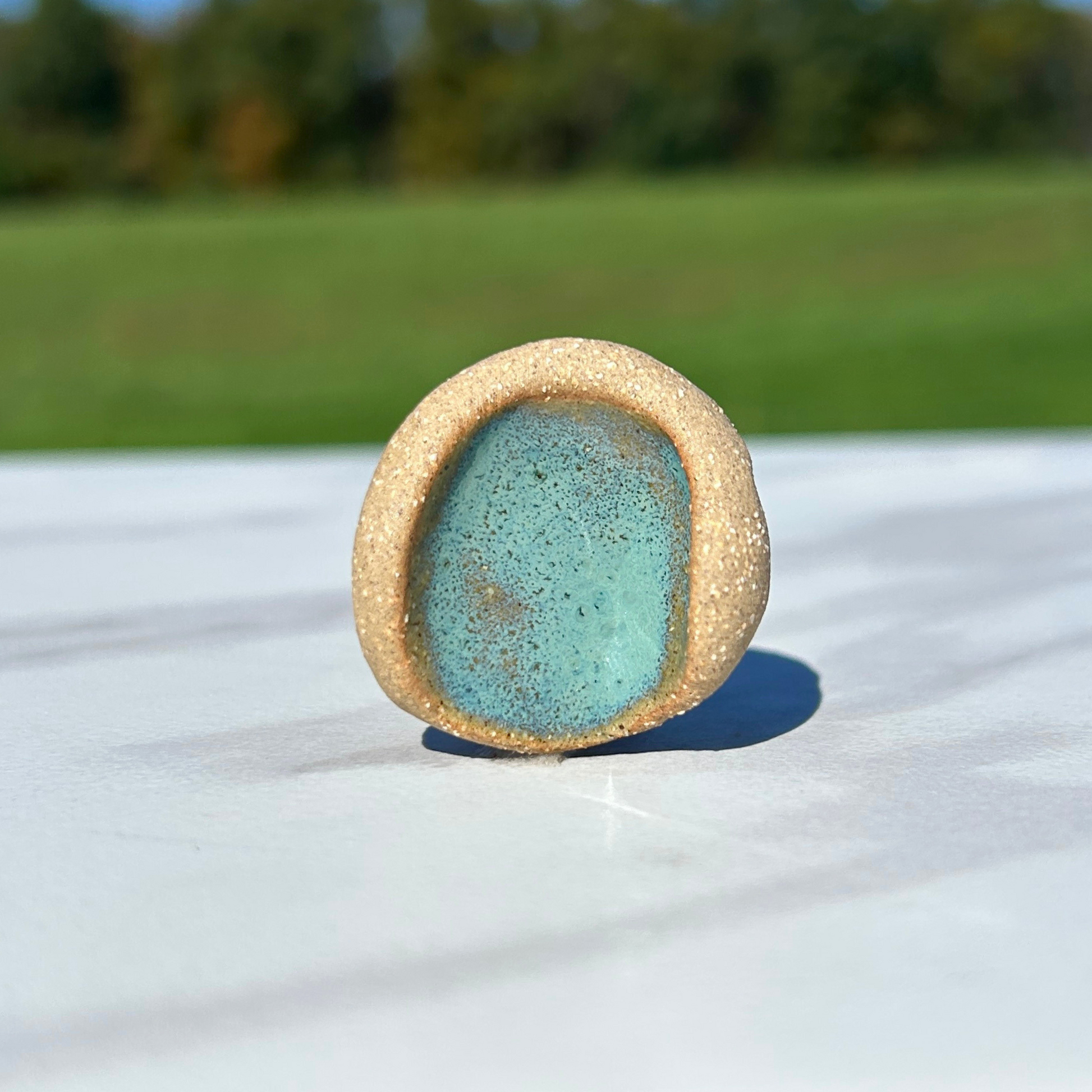 Calm, Thumbprint, Grounding Method, Clay Worry Stone, Thumbprint Clay Worry Stone, blue 